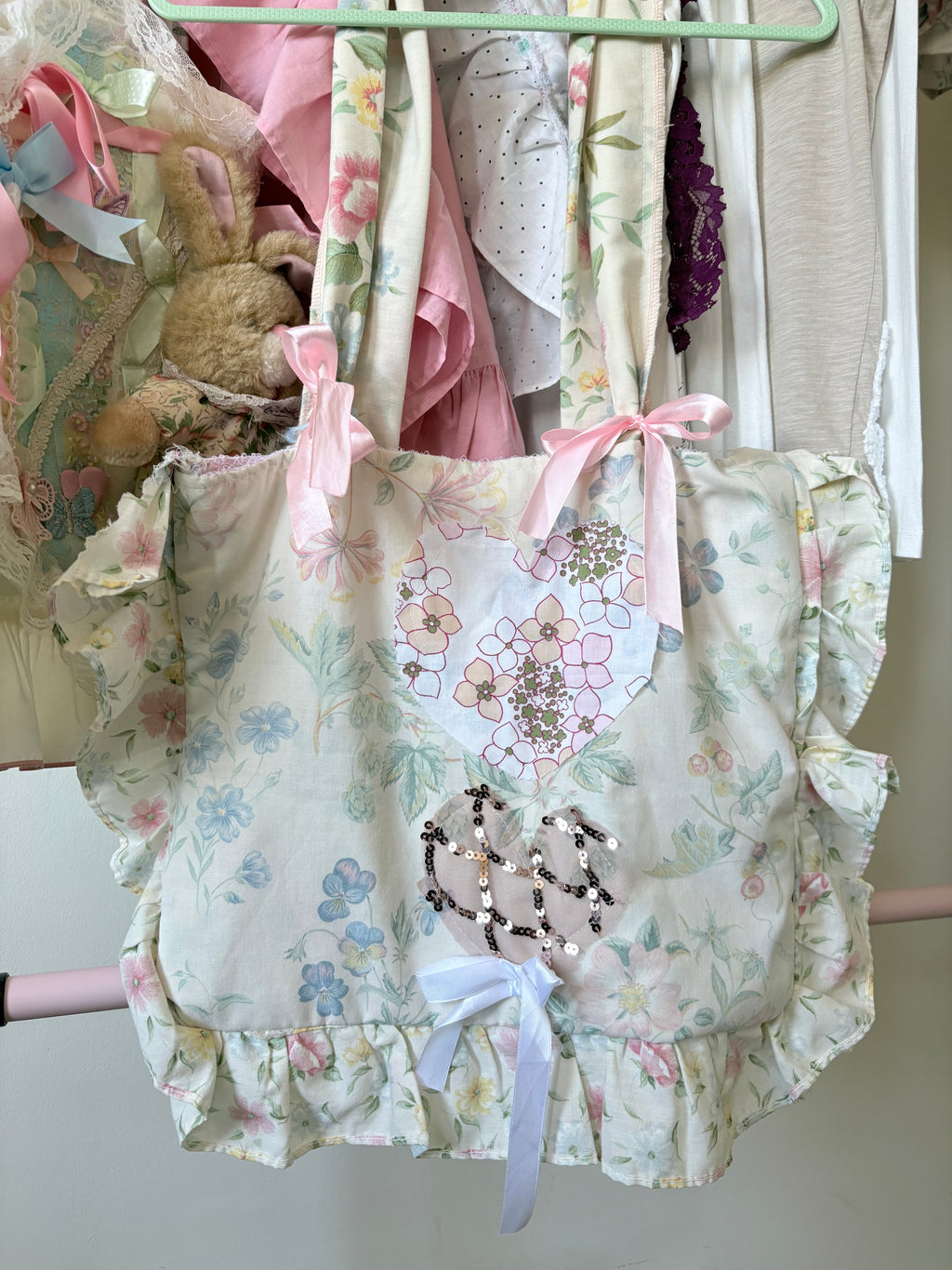 Cottagecore pastel pillow bag