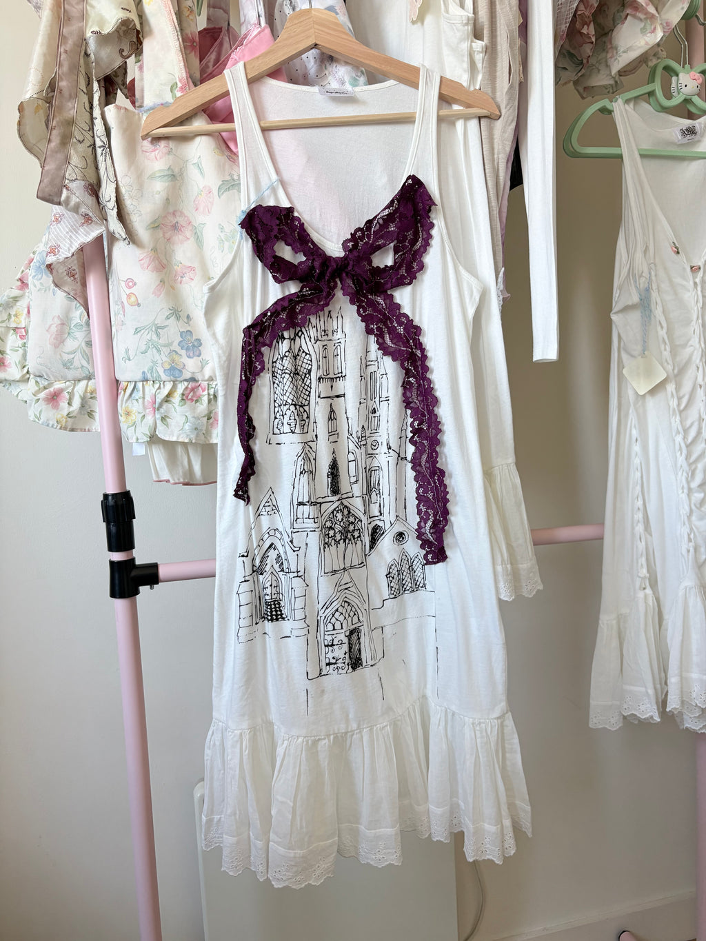 Hand painted cathedral broderie dress