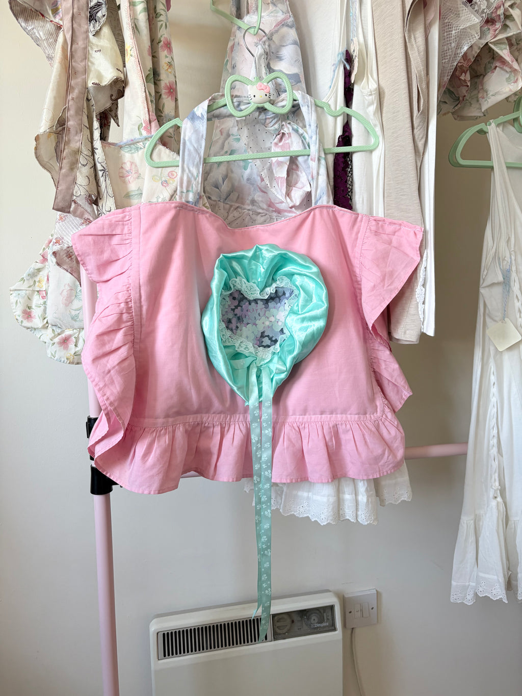 Baby pink and teal 80’s pillow bag