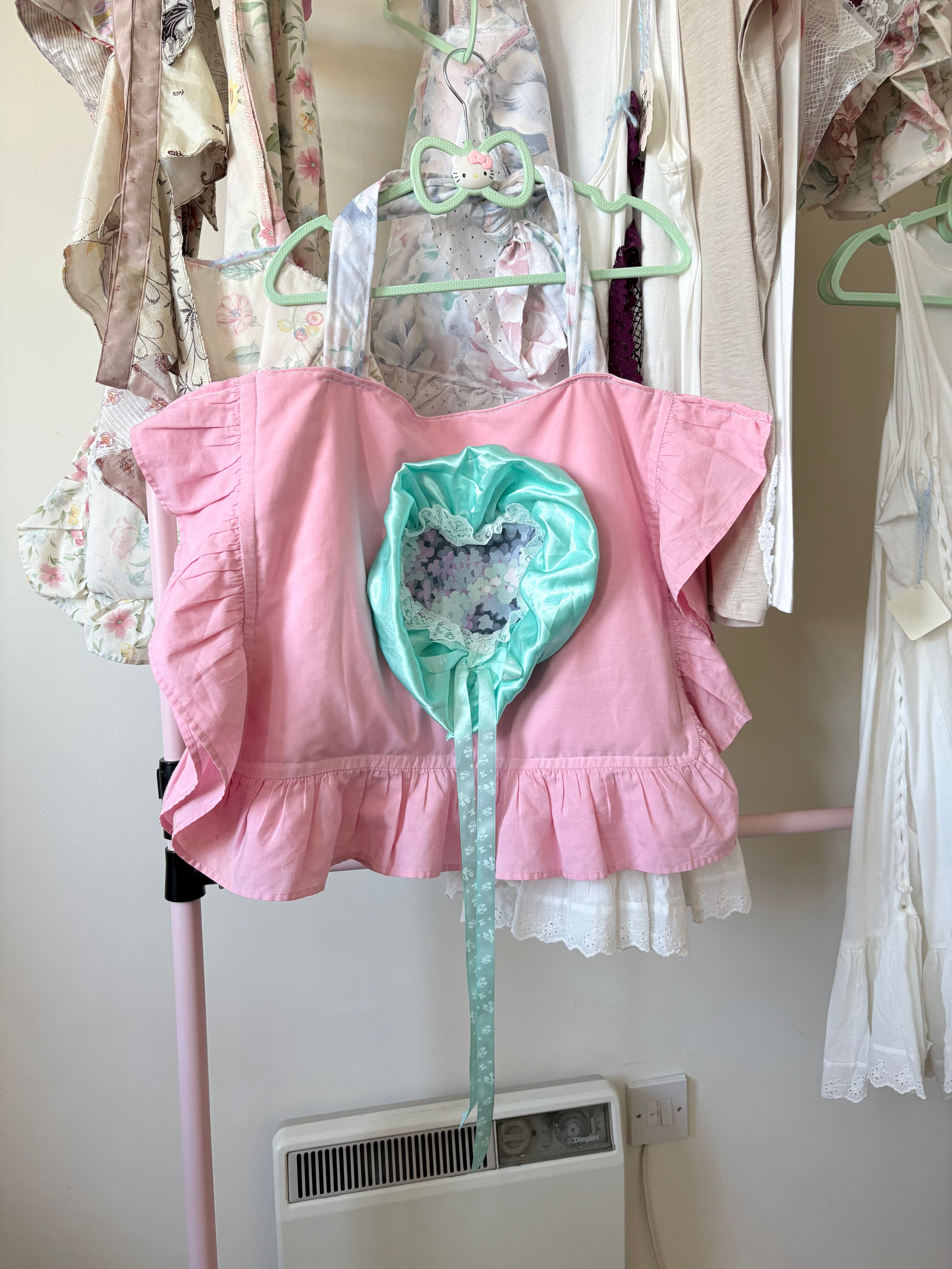 Baby pink and teal 80’s pillow bag