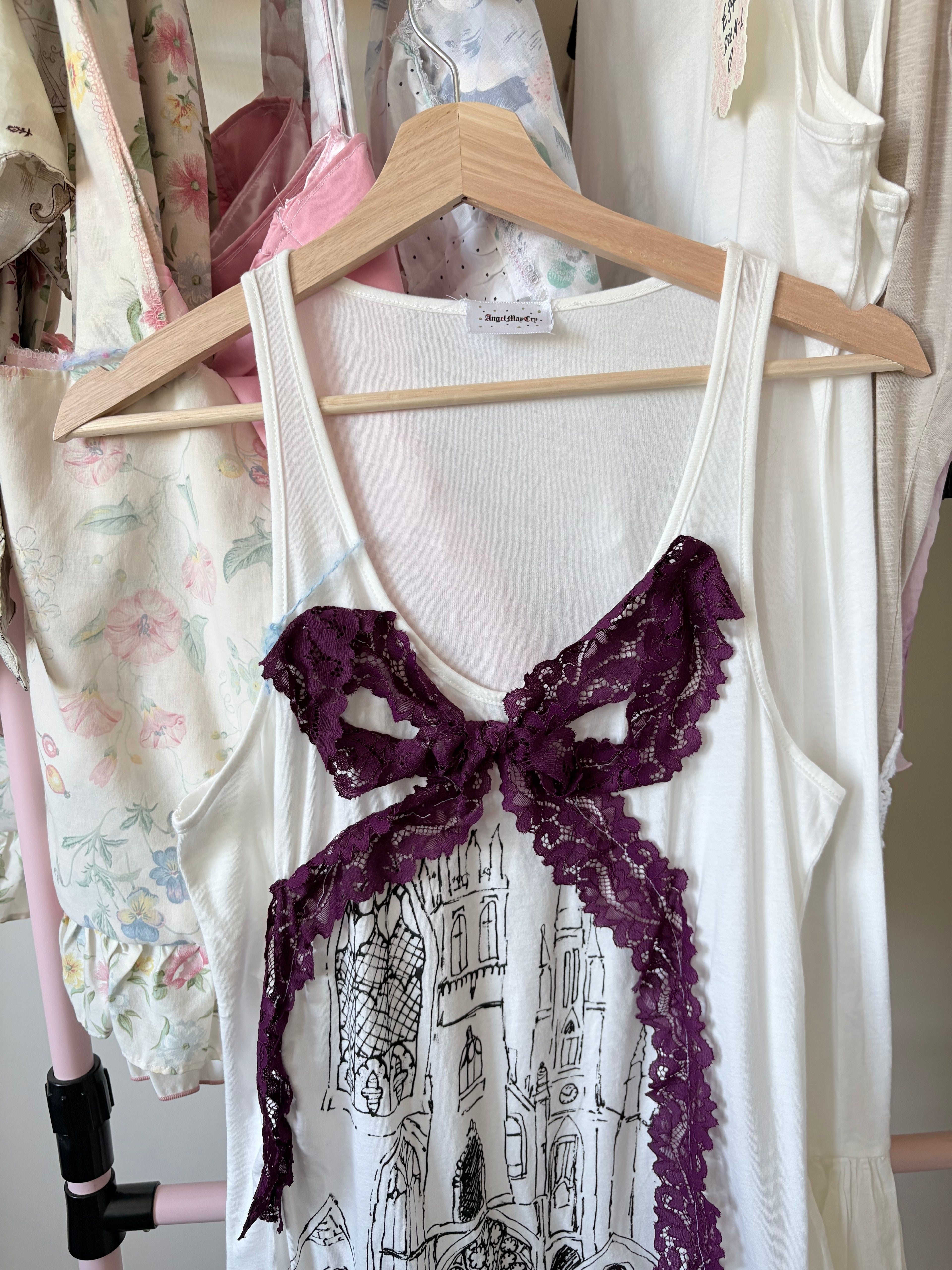 Hand painted cathedral broderie dress