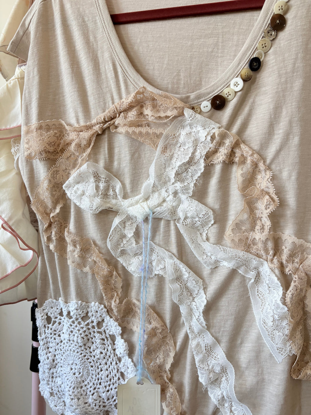 Mori kei ribbon and doily top