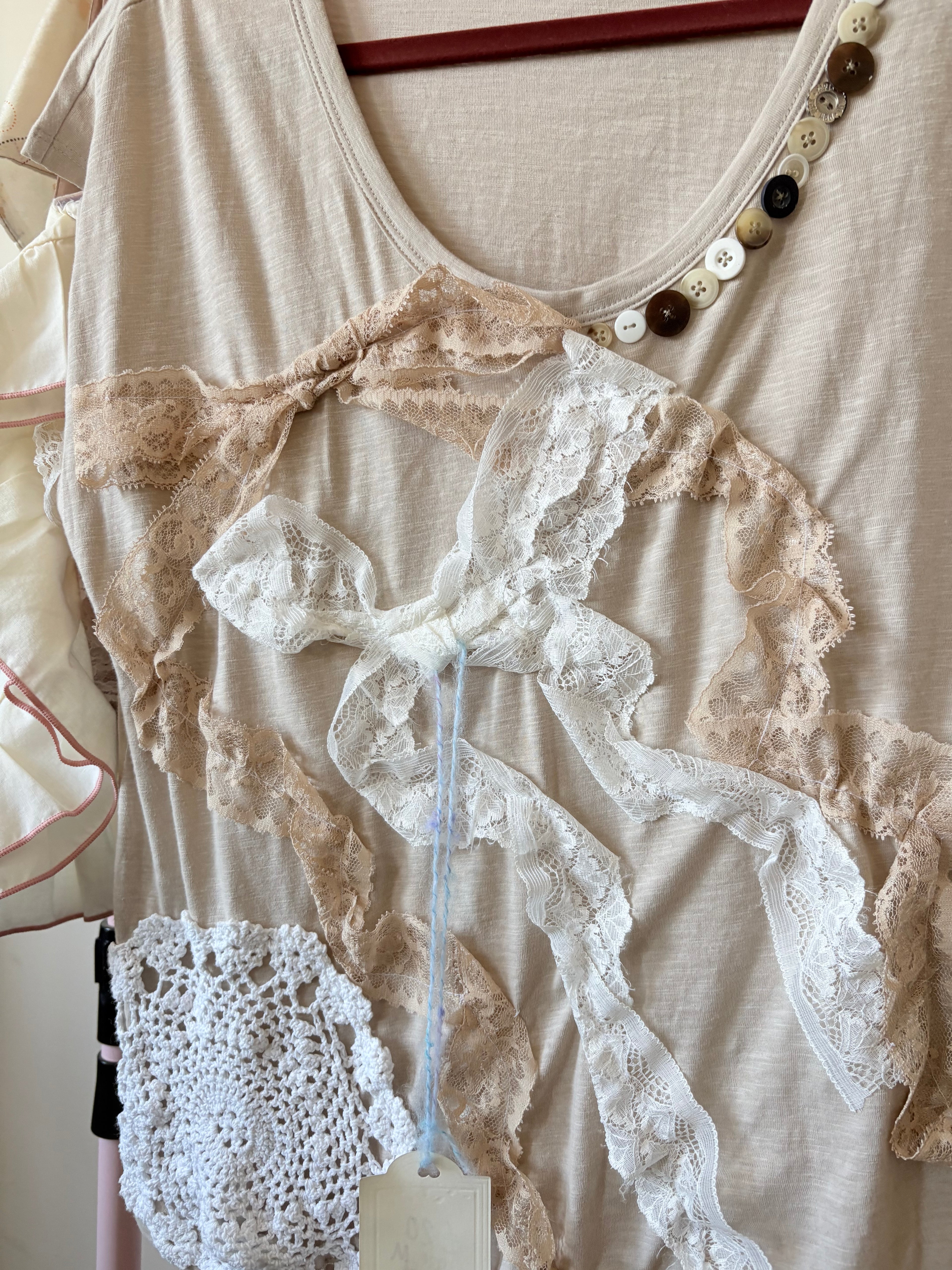 Mori kei ribbon and doily top