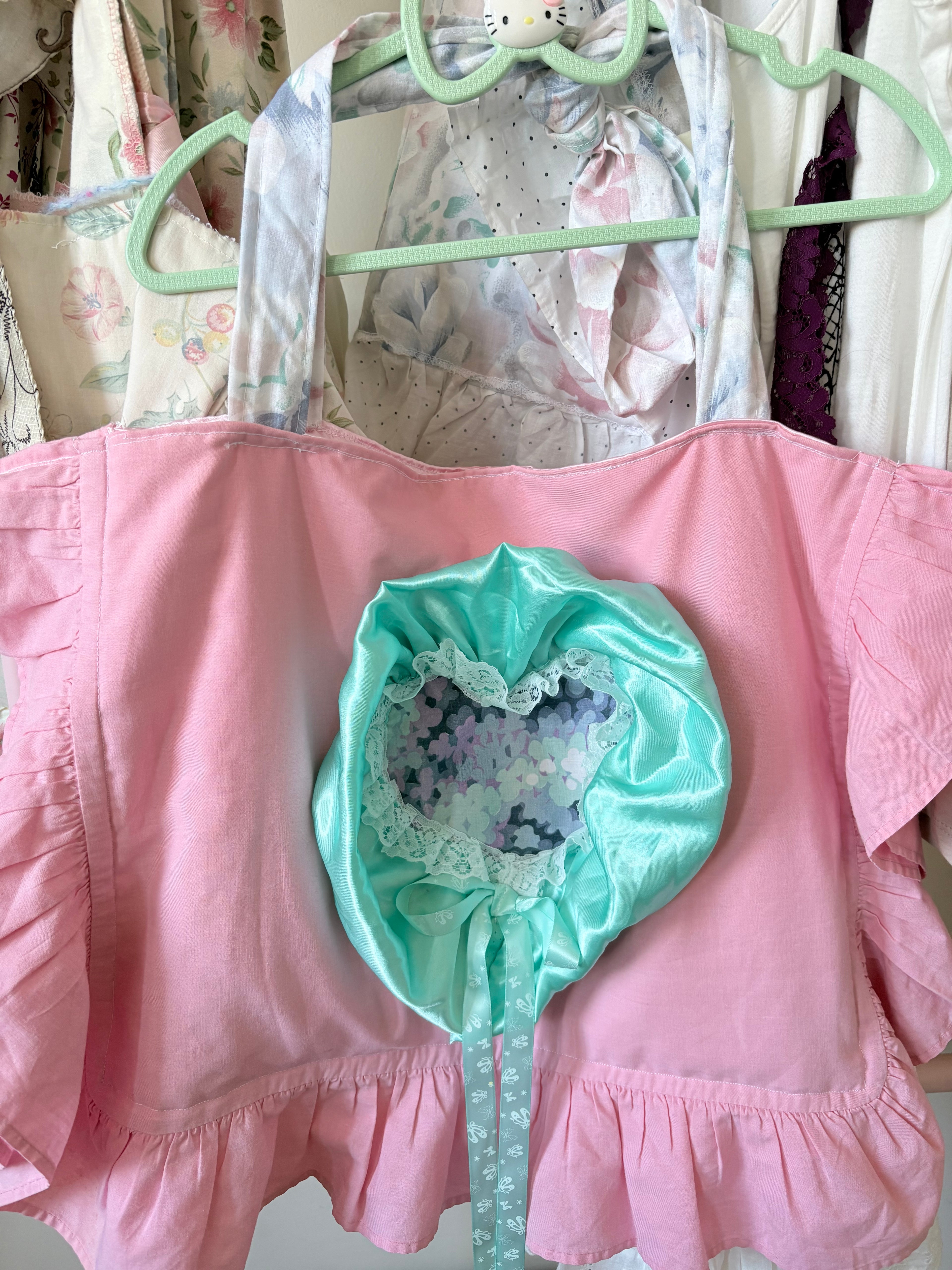 Baby pink and teal 80’s pillow bag