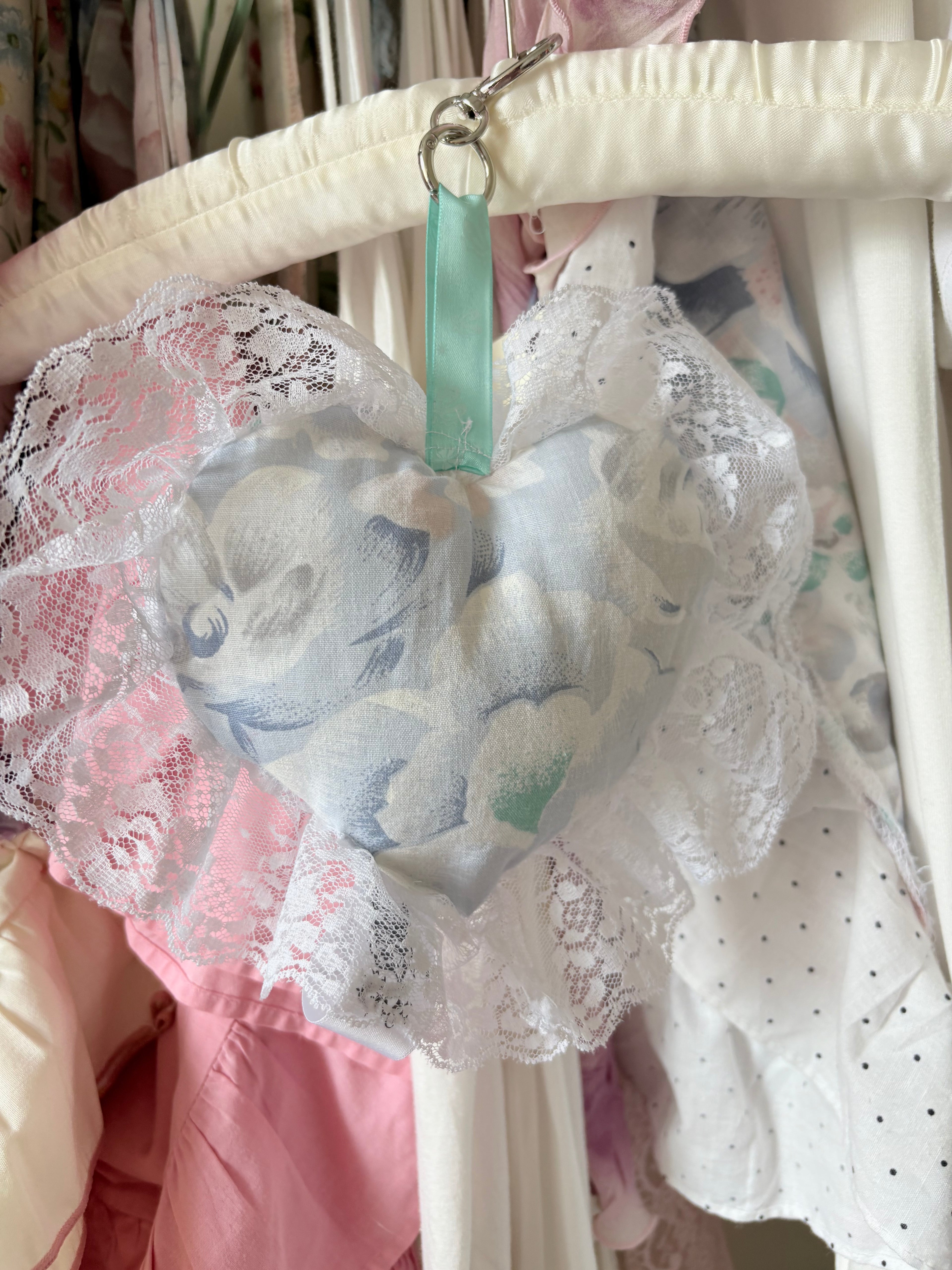 Heart lace pillow bag charm keyring