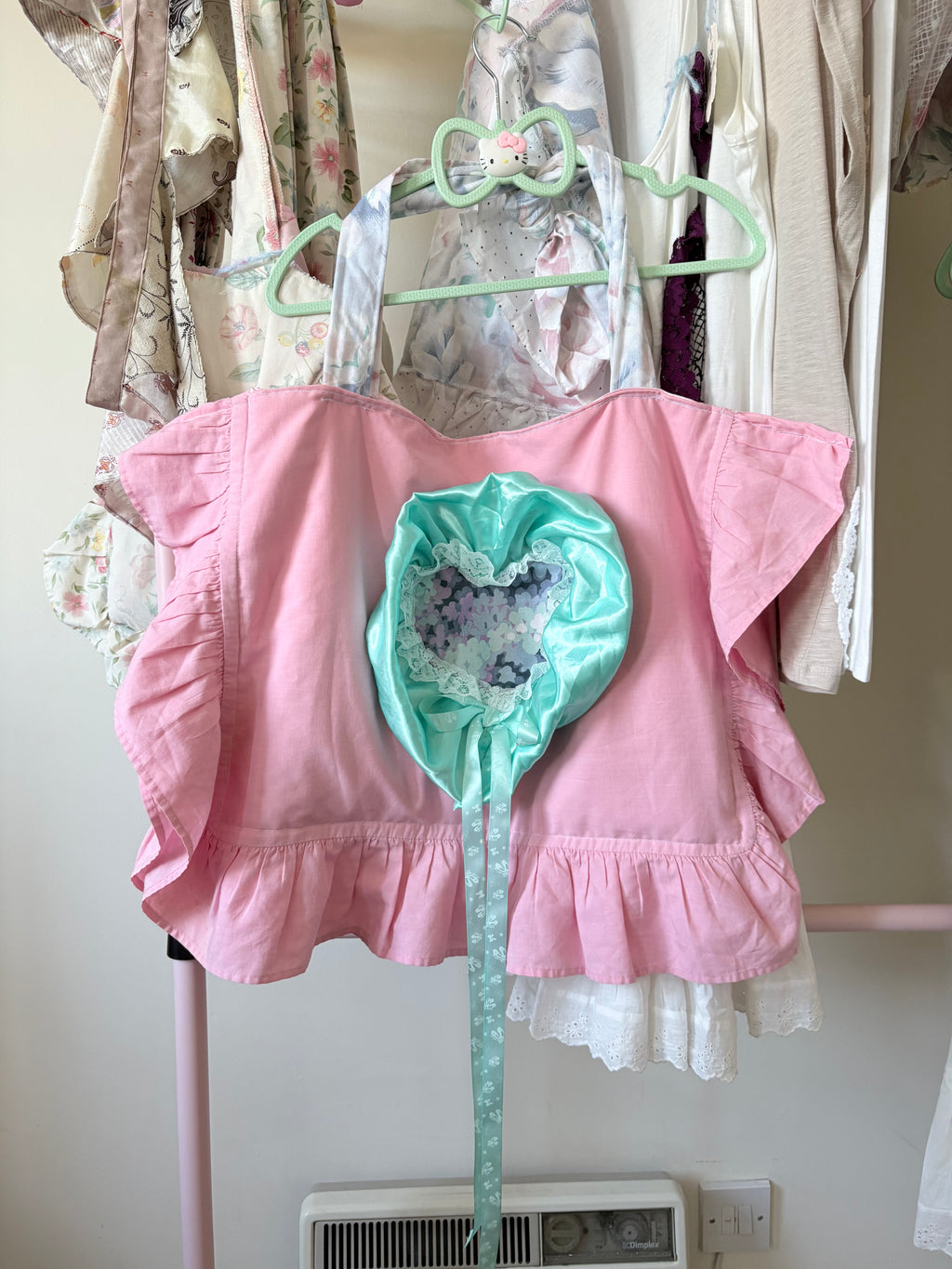 Baby pink and teal 80’s pillow bag