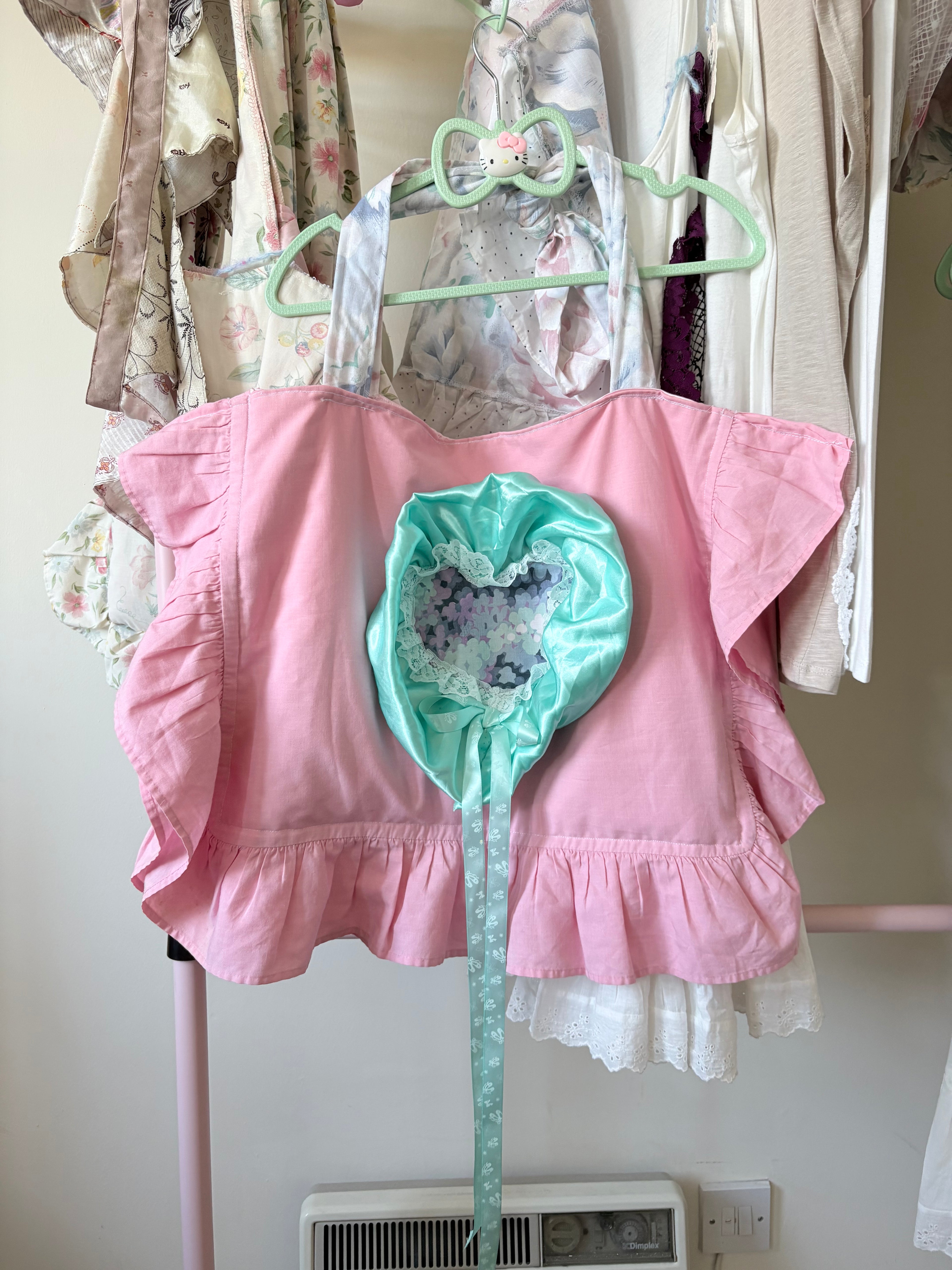 Baby pink and teal 80’s pillow bag