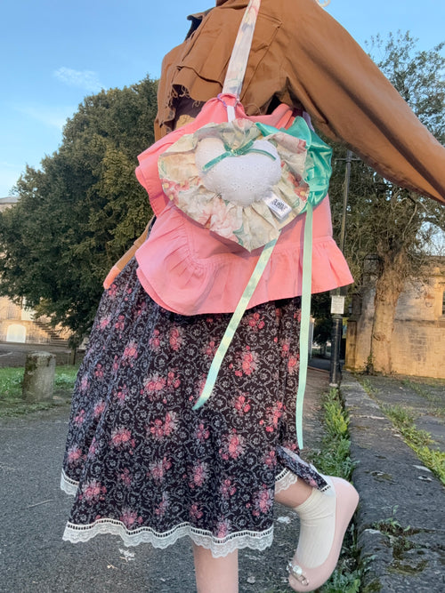 Baby pink and teal 80’s pillow bag