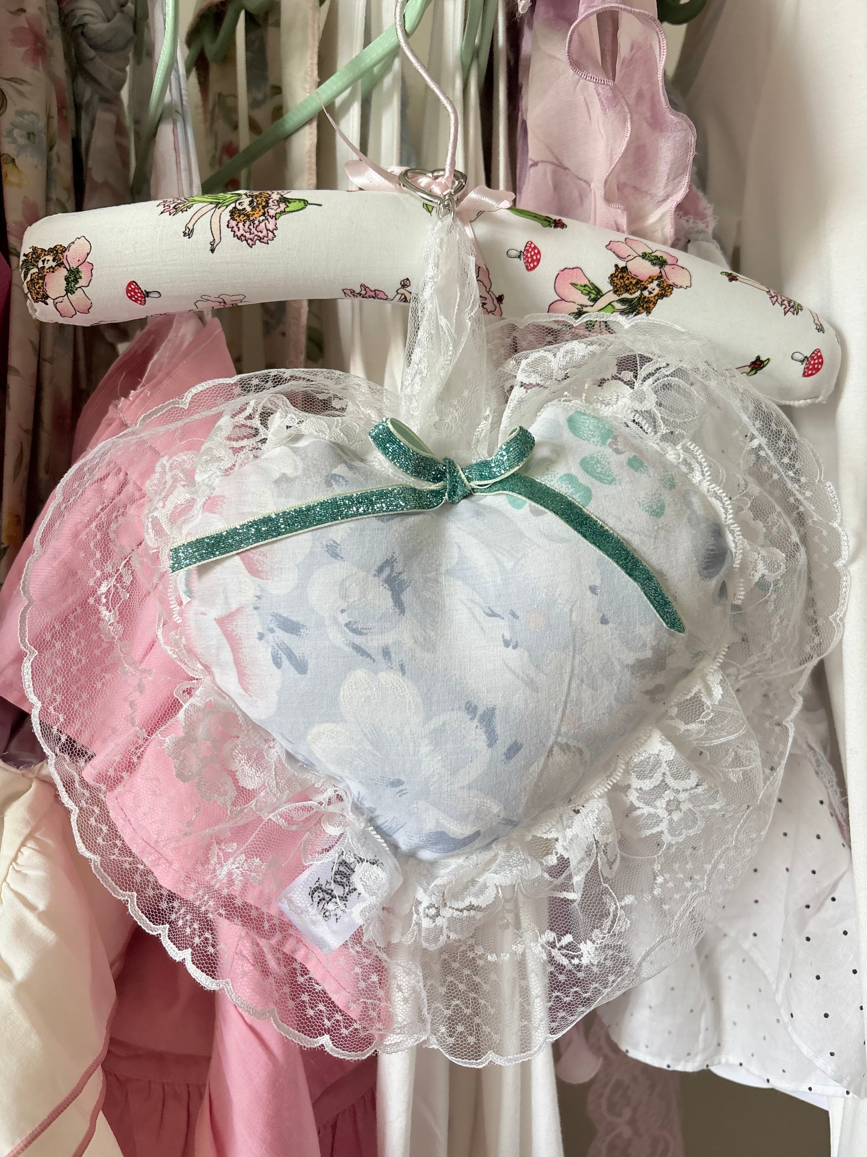 Vintage heart lace floral bag charm
