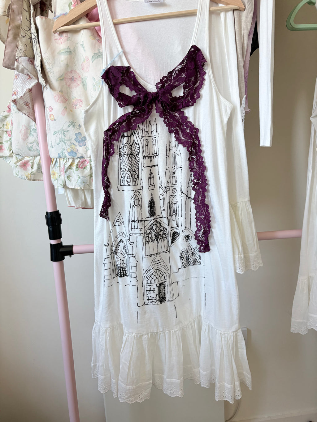 Hand painted cathedral broderie dress