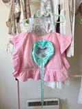 Baby pink and teal 80’s pillow bag