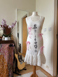 Hand painted shell prairie dress with mohair bows