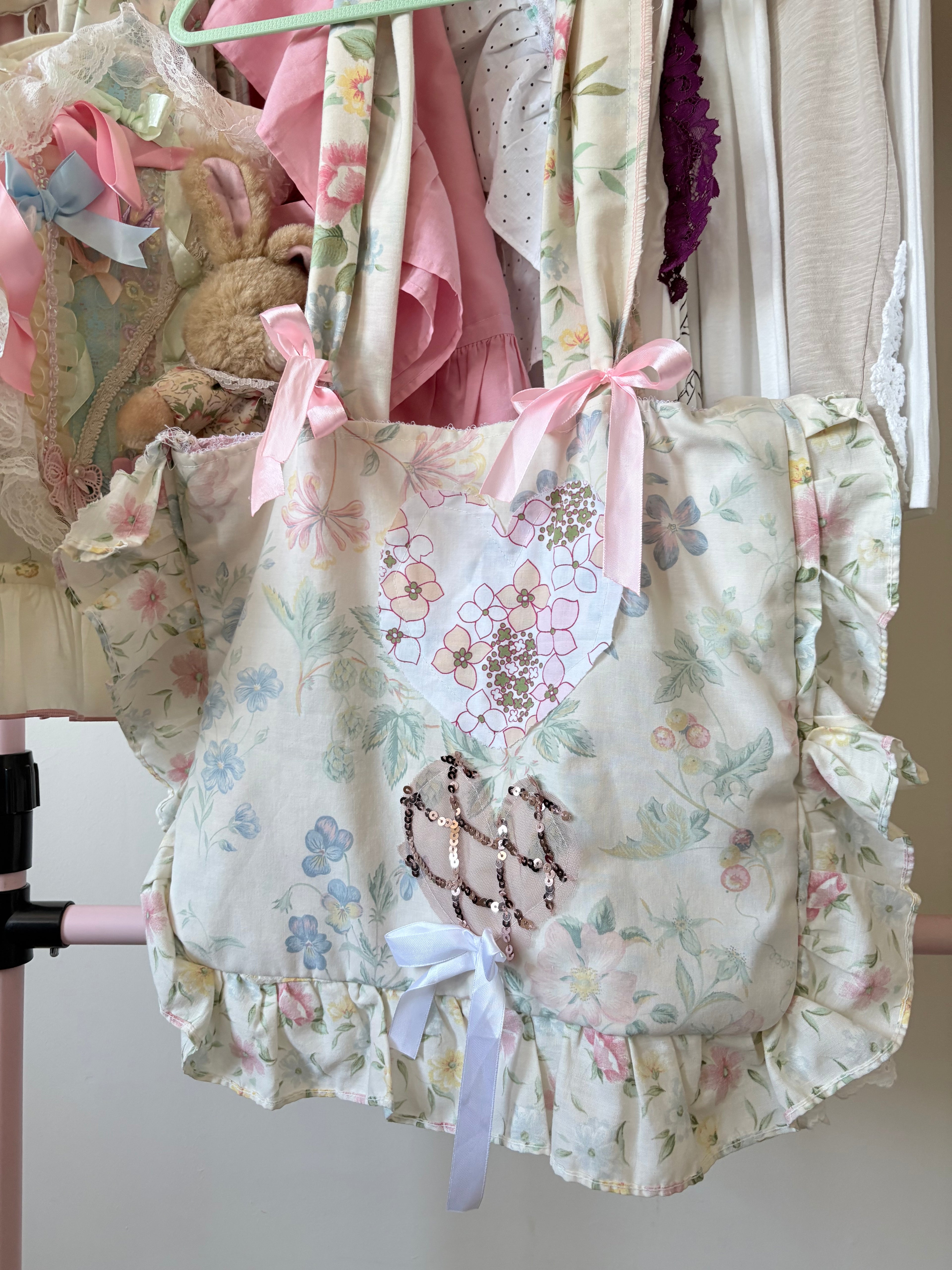 Cottagecore pastel pillow bag