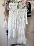 Handmade Reworked Slit Weave Dress, Broderie Anglaise Trim